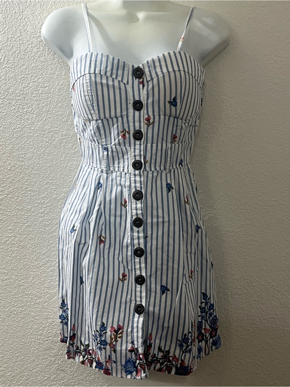 Purple Snow Blue and White Striped Sundress